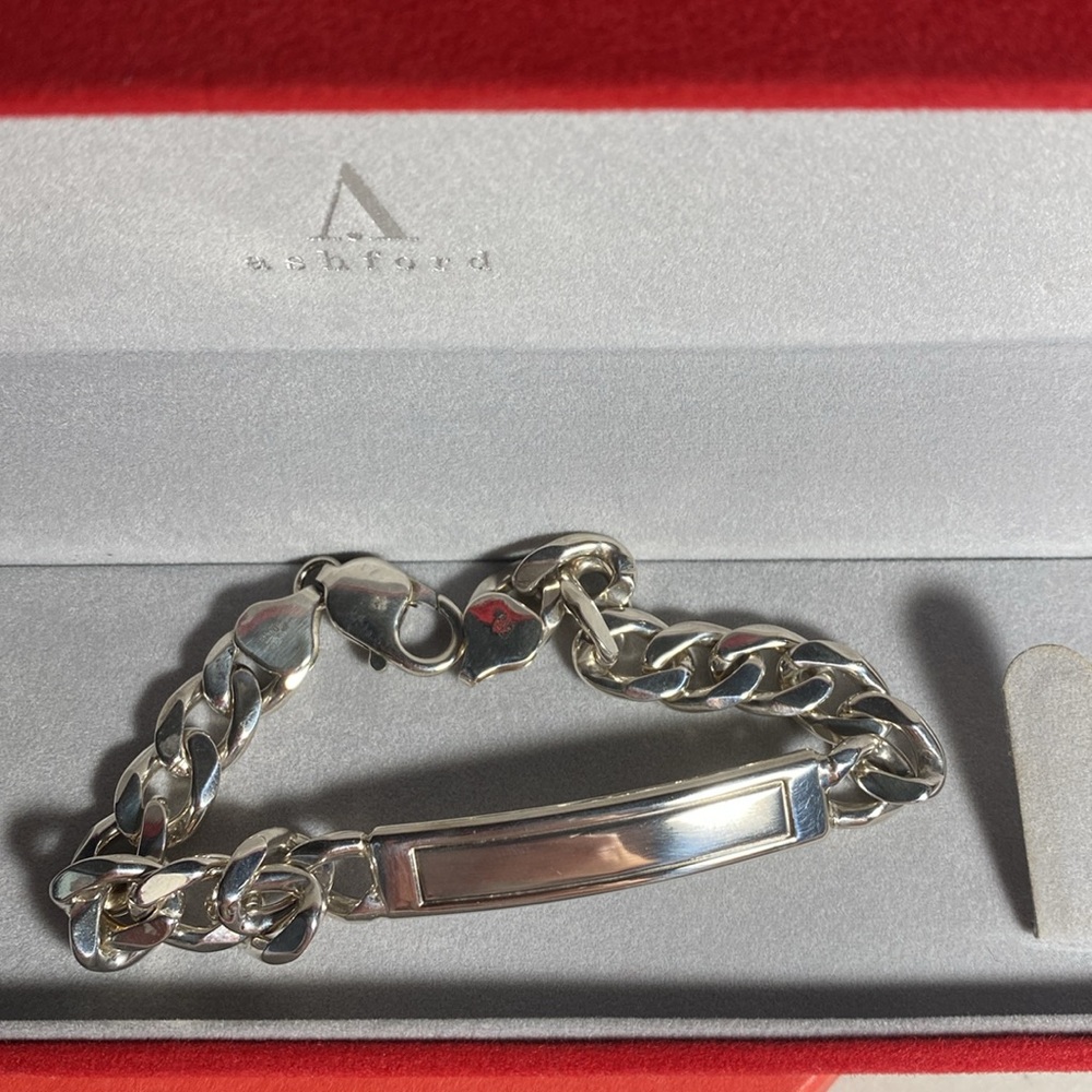 Silver 925 Men’s Chain Bracelet Ashford 28g Made in Italy